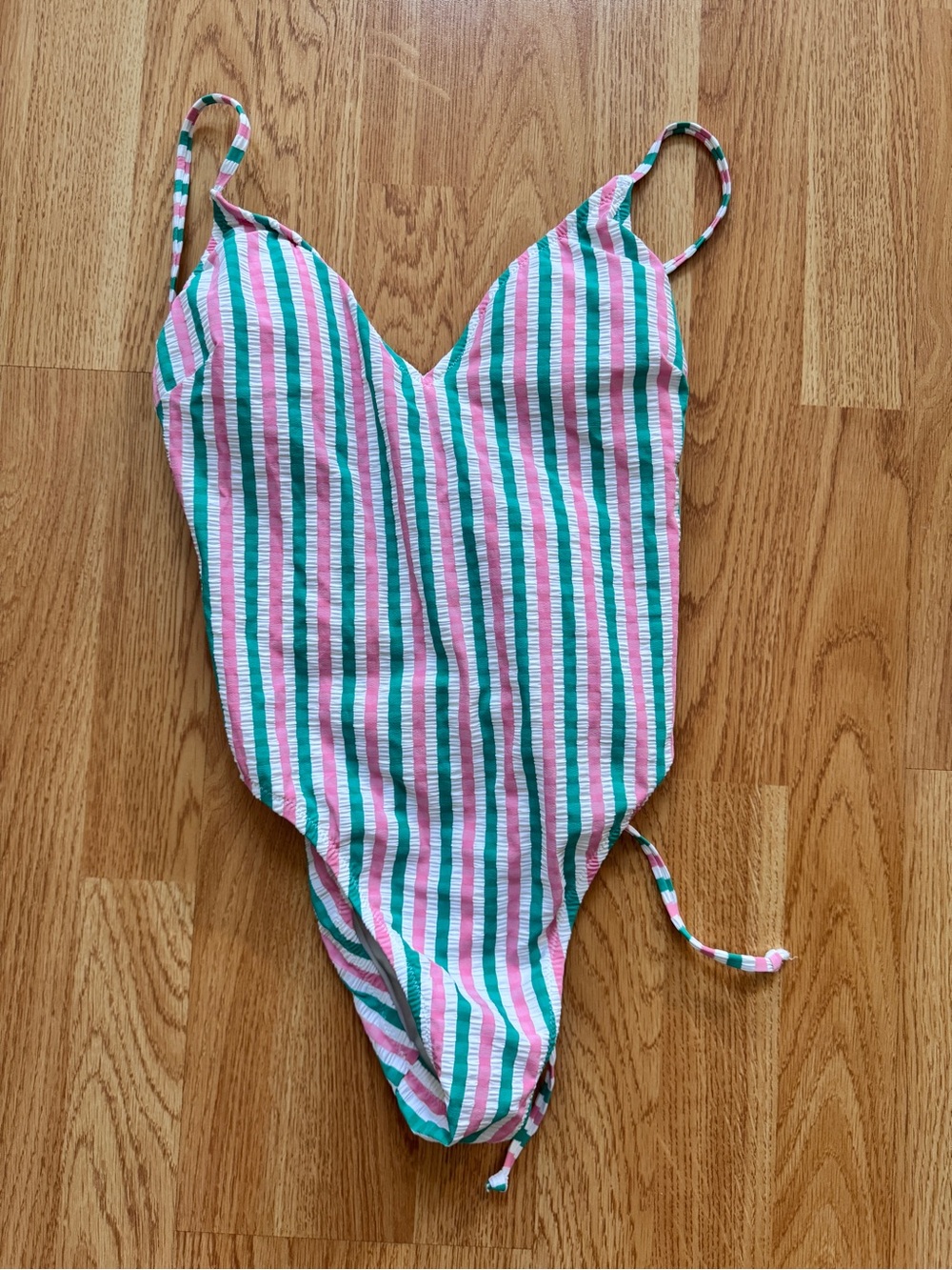 J. Crew Pink and Green Striped Womens One-Piece Swimsuit- NWOT- Sz 0